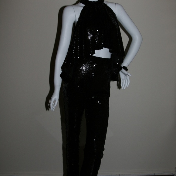 Stunningly beautiful Black sequin pant set - Picture 6 of 8